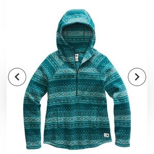 North Face Teal Patterned Crescent Hooded Pullover  XL
